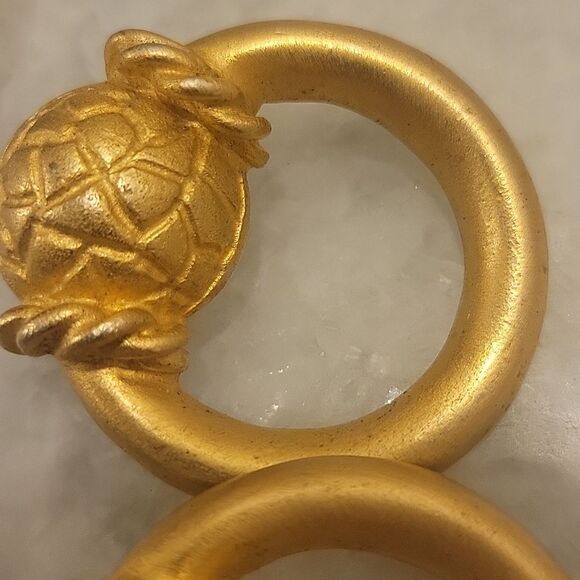 VTG Givenchy 80s 90s Gold Large Door Knocker Clip Retro Big Statement Earrings - Picture 5 of 9